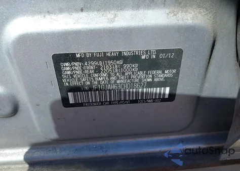 2012 Subaru Impreza 2.0I Limited из США, поврежденный, VIN JF1GJAH63CH018627